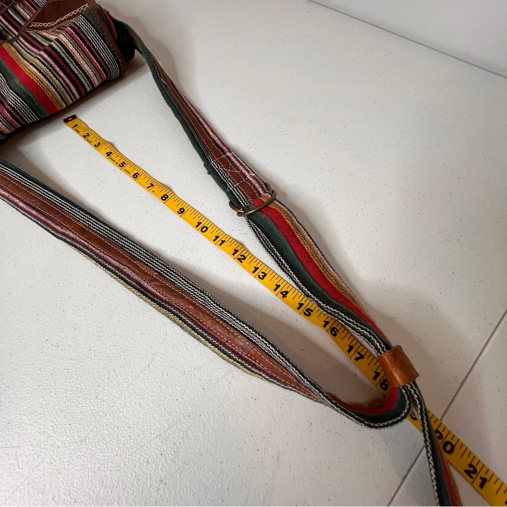 Bohemian Striped Gheri Textile Woven Crossbody Bag Bead Toggle Festival Hippie - Picture 11 of 14
